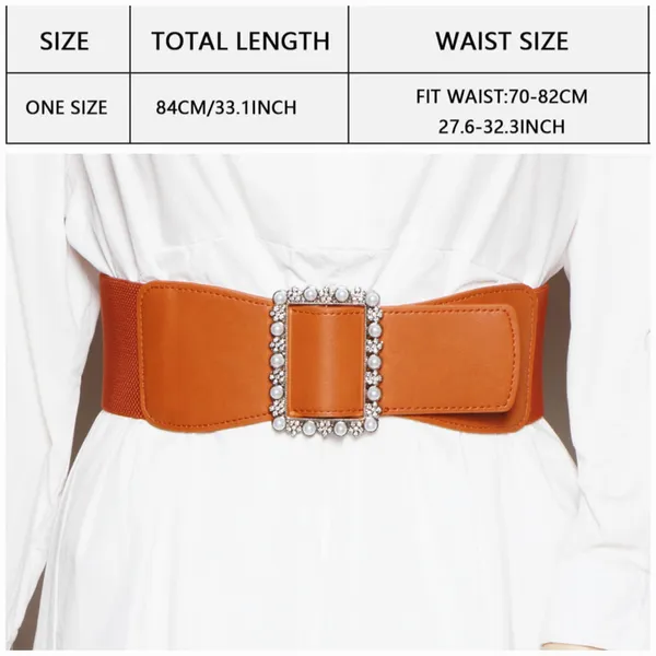 Wide_Elastic_Waist_Belt_Stretchy_Waistband_Cinch_Belt_For_Dress_Jumpsuit_Long_Shirt_Brown_For_Women_And_Girls